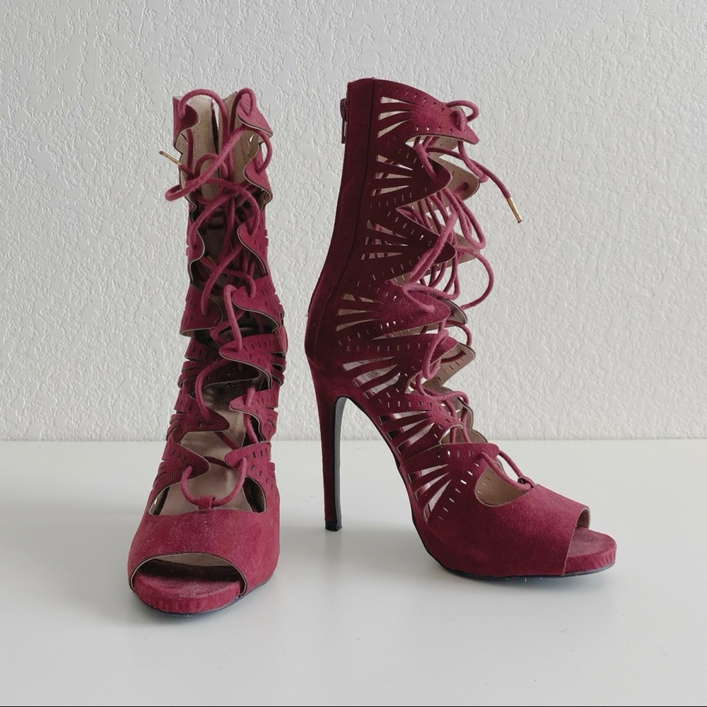Strappy Maroon Stilettos